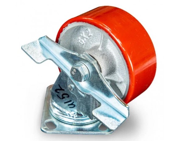 Колесо большегрузное поворотное SCpb 55 125 мм полиуретановое с тормозом (N)